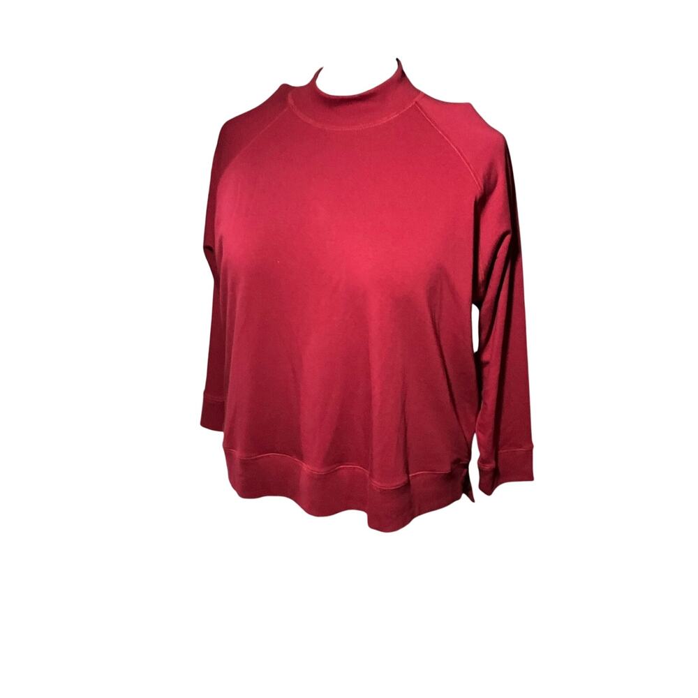 Eileen Fisher Terry Mock Neck Top NWT 1X Ruby Quiet Luxury Lagenlook Old Money